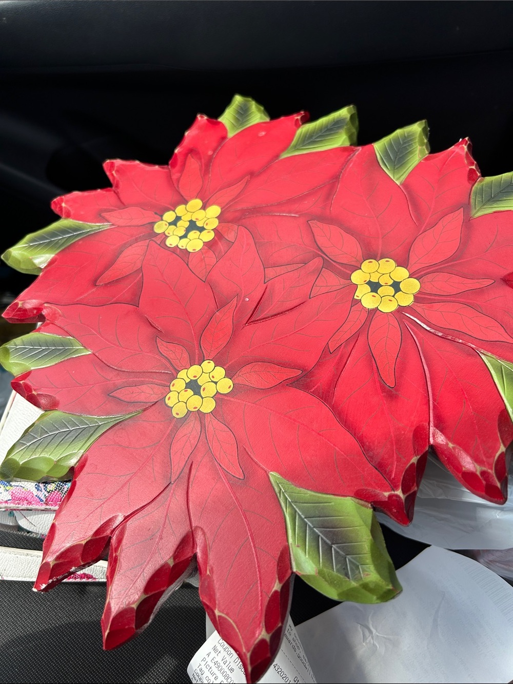 Red Poinsettia Decorative Holiday Lazy Susan